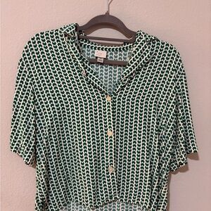 A New Day Green and White Button Down Shirt